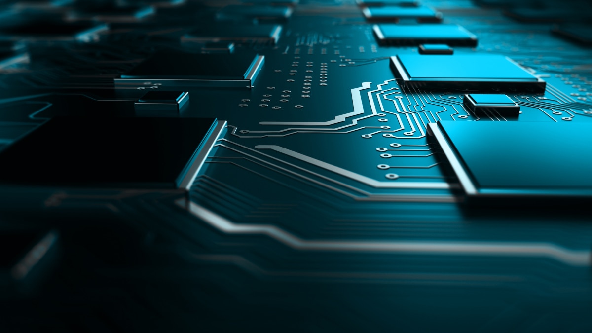 Blue abstract computer chip layout Blue abstract computer chip layout