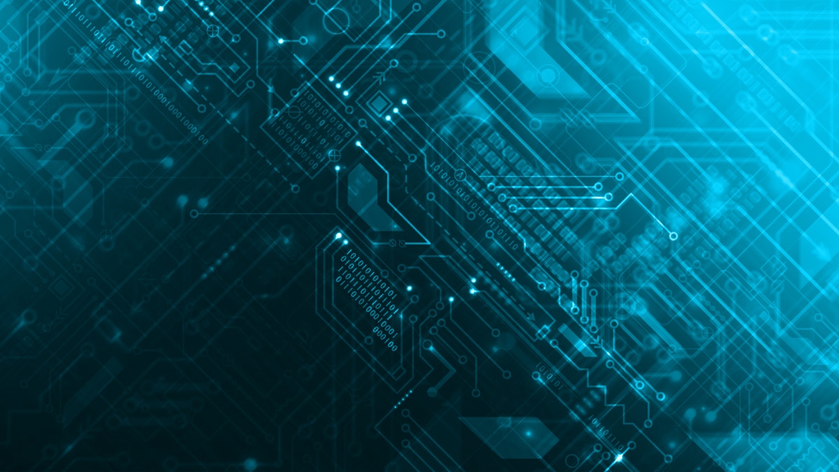 Blue abstract computer chip layout