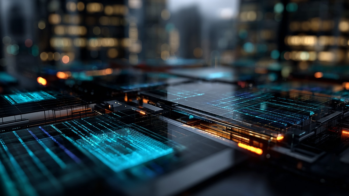 Abstract illustration with glowing blue lines