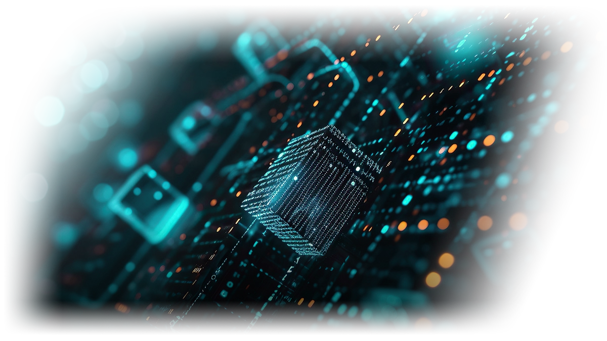 Glowing blue microchip on a futuristic circuit board