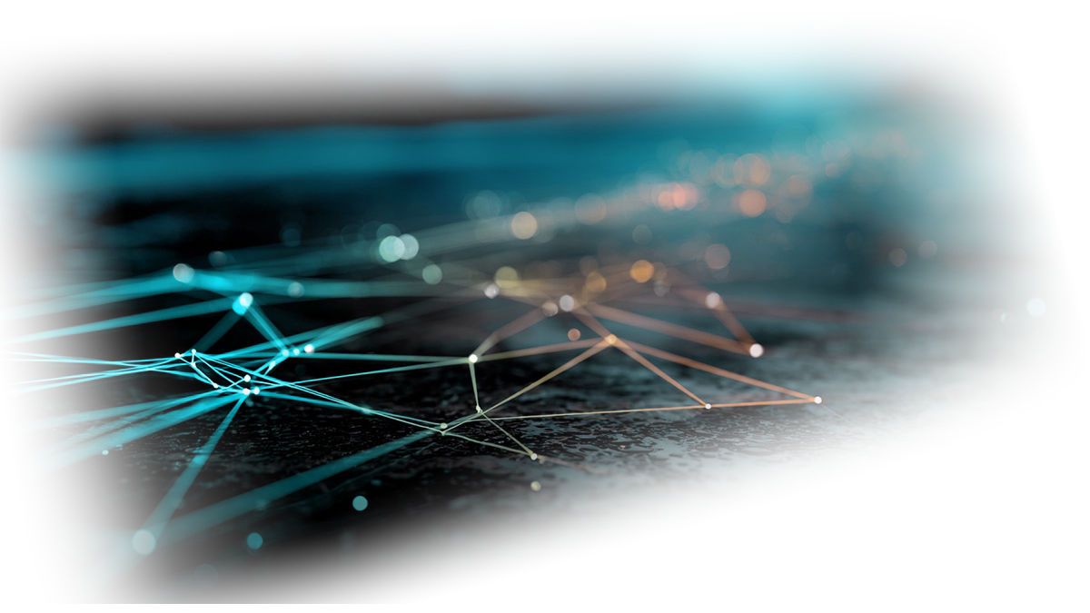 Abstract blue and orange connected nodes