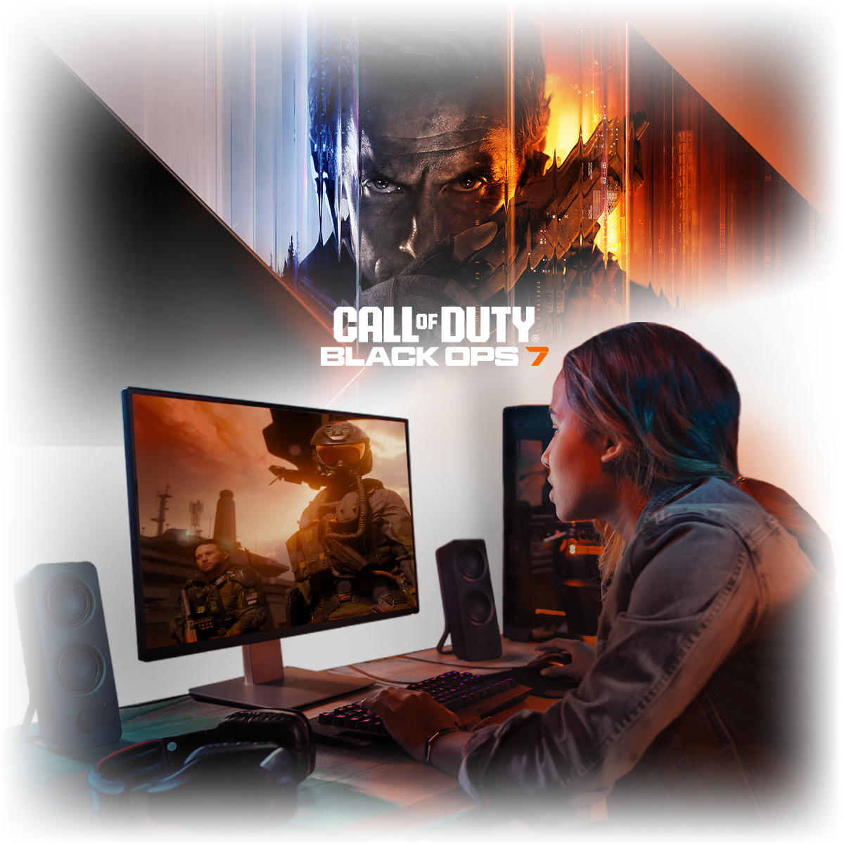 female gamer playing Call of Duty Black Ops