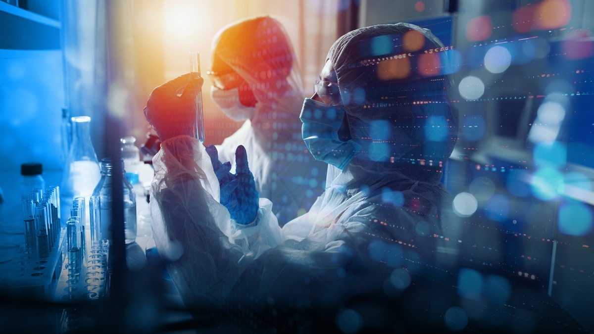 Abstract background. Scientist in a laboratory