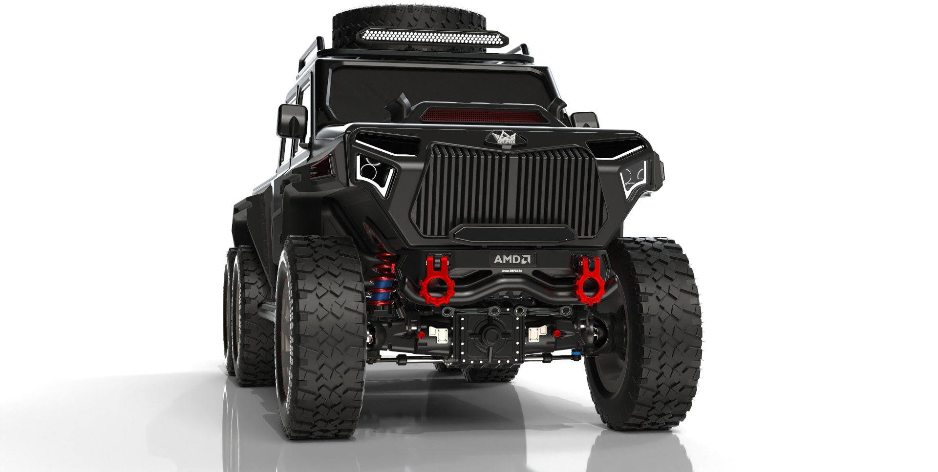 A vehicle render looking at the front of the vehicle, created in SOLIDWORKS 2026 by Dr. Adi Pandzic