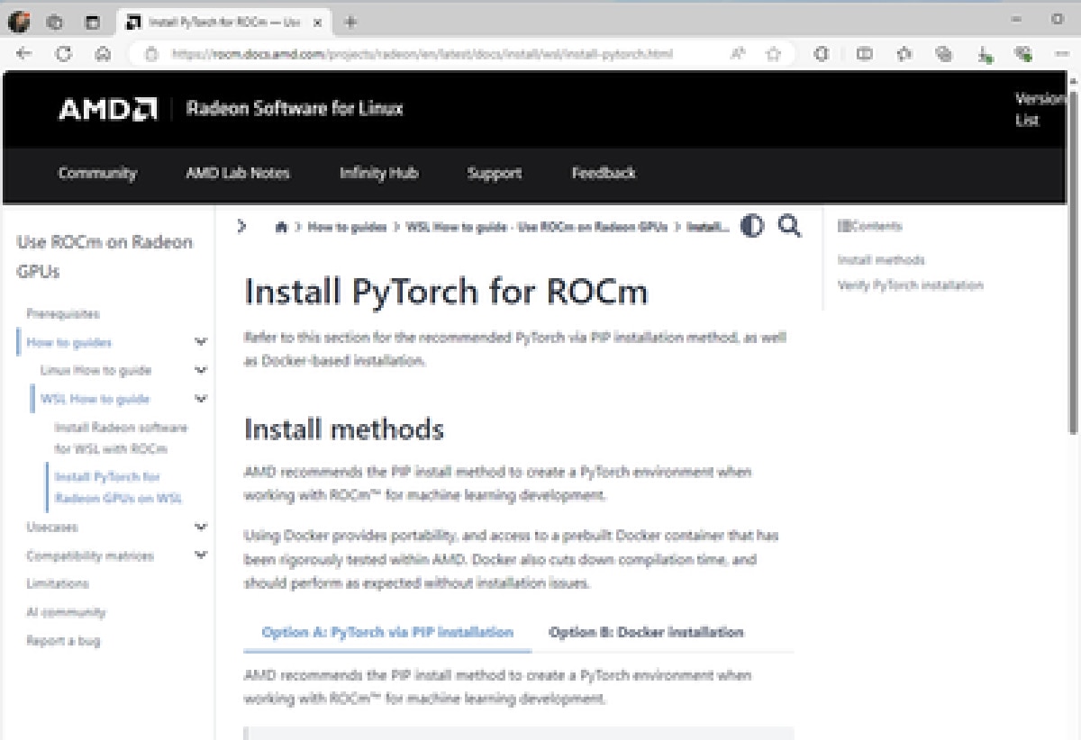 ROCm Software Screen ROCm Software Screen
