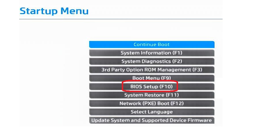 BIOS menu for Manageability