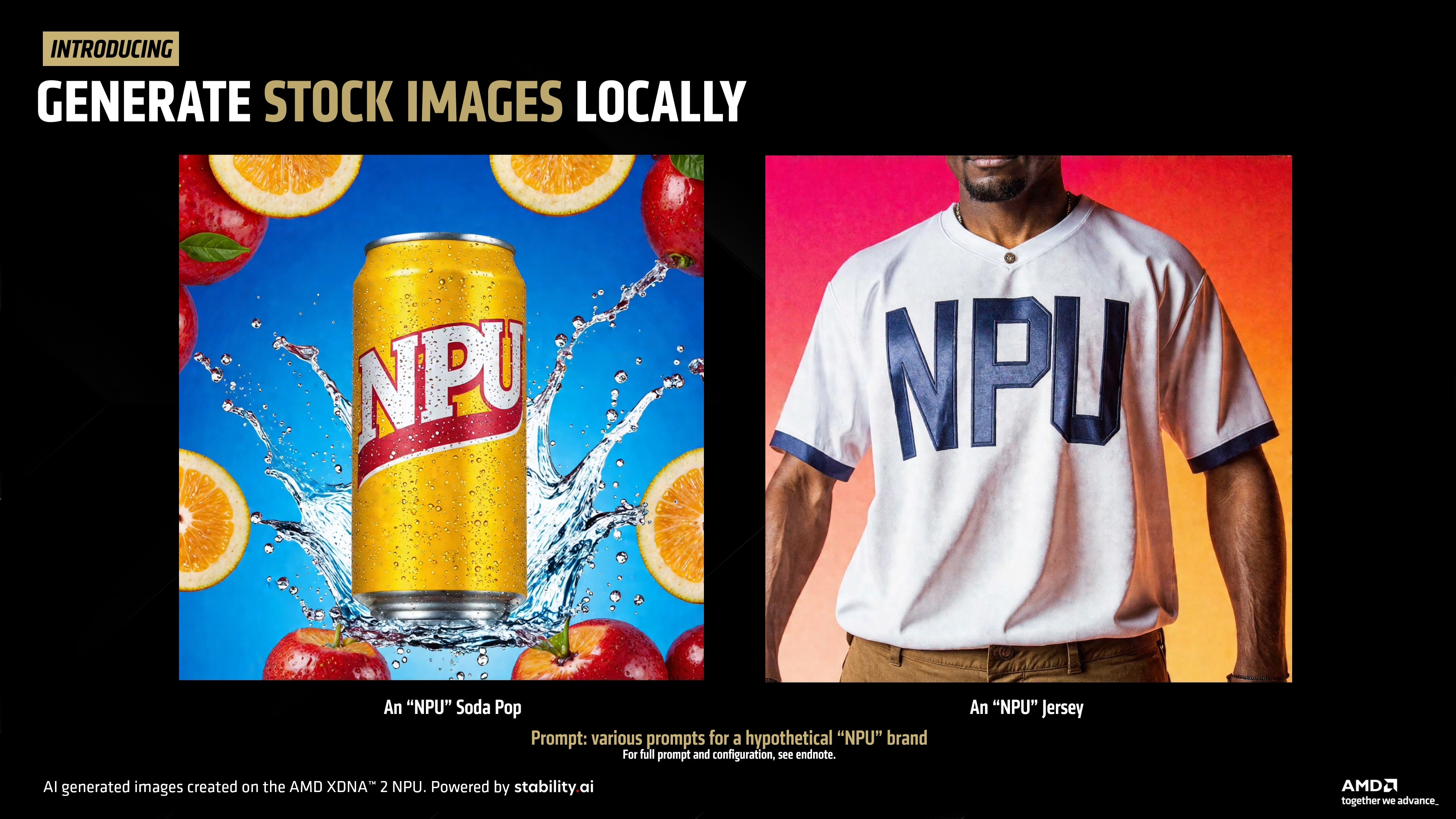 Image showing two images generated by an NPU - a soda pop and a guy wearing a jersey.