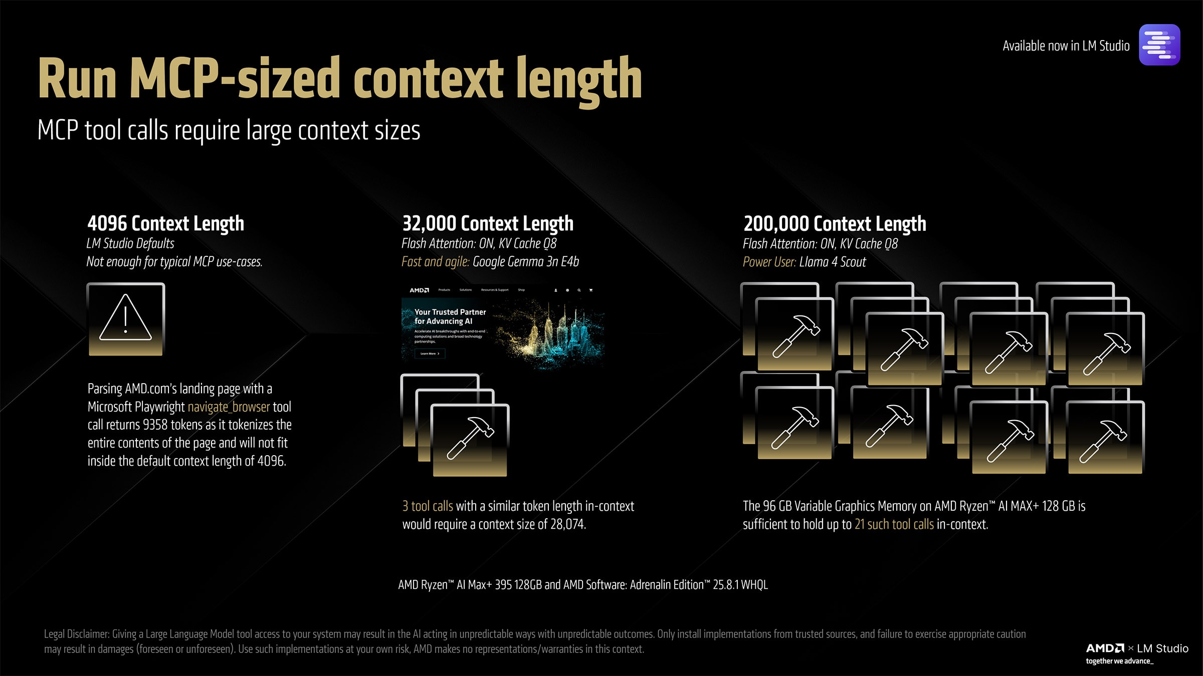 A slide showcasing the amount of context required for typical MCP tool calls.