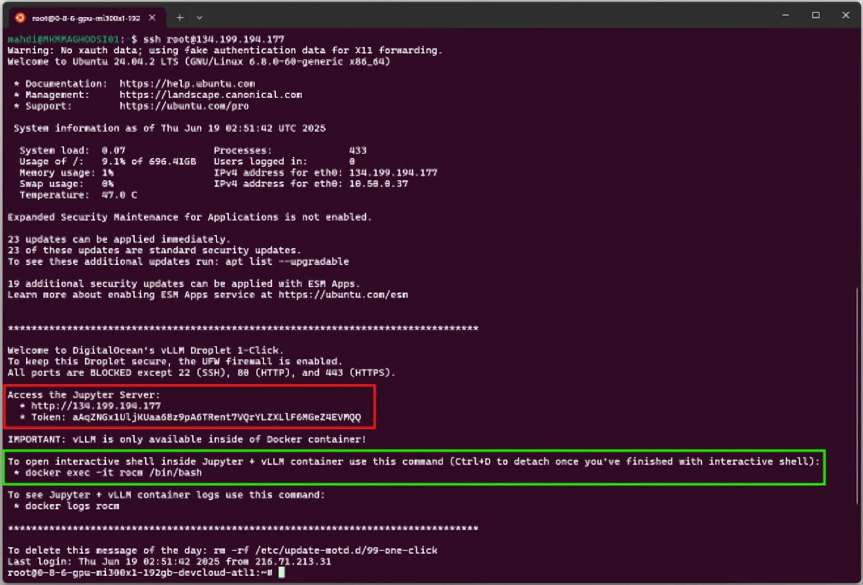 figure 6: ssh terminal