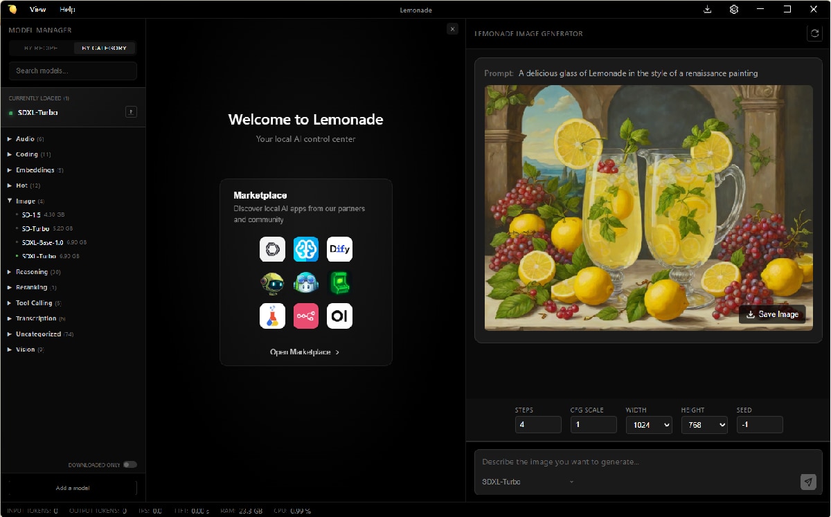 Screenshot from Lemonade App using image generation