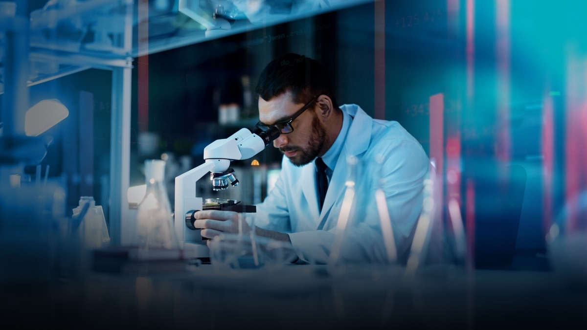 Abstract background. Scientist in a laboratory