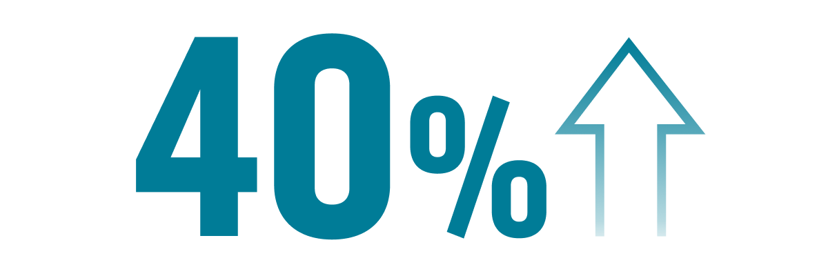 40% increase arrow 40% increase arrow