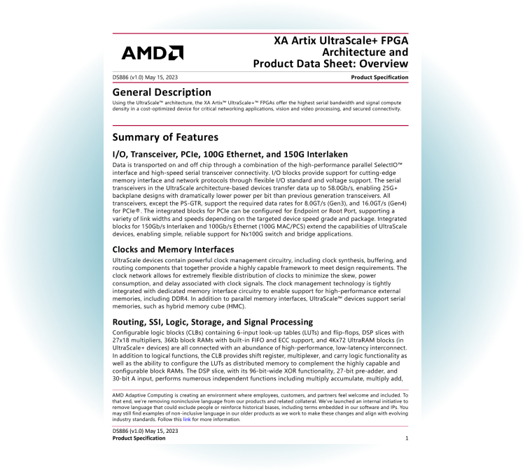 XA Artix UltraScale+ FPGA Architecture and Product Data Sheet