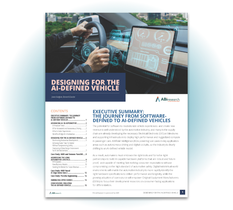 Designing for the AI-Defined Vehicle — White Paper cover Designing for the AI-Defined Vehicle — White Paper