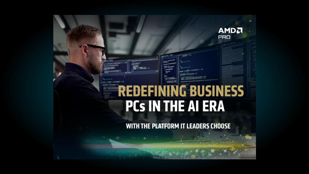 Infographic titled “Redefining Business PCs in the AI Era,” stating 86% of IT leaders expect to deploy AI-enabled PCs.