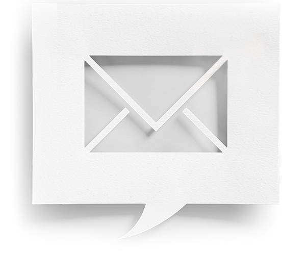 New email notification concept for business e-mail communication and digital marketing. Inbox receiving electronic message alert. Abstract minimalist design with cutout paper and blue background. New email notification