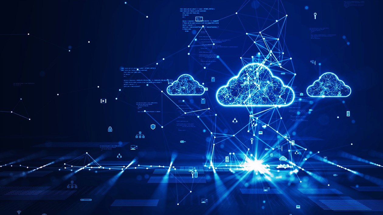 Cloud and edge computing technology concept