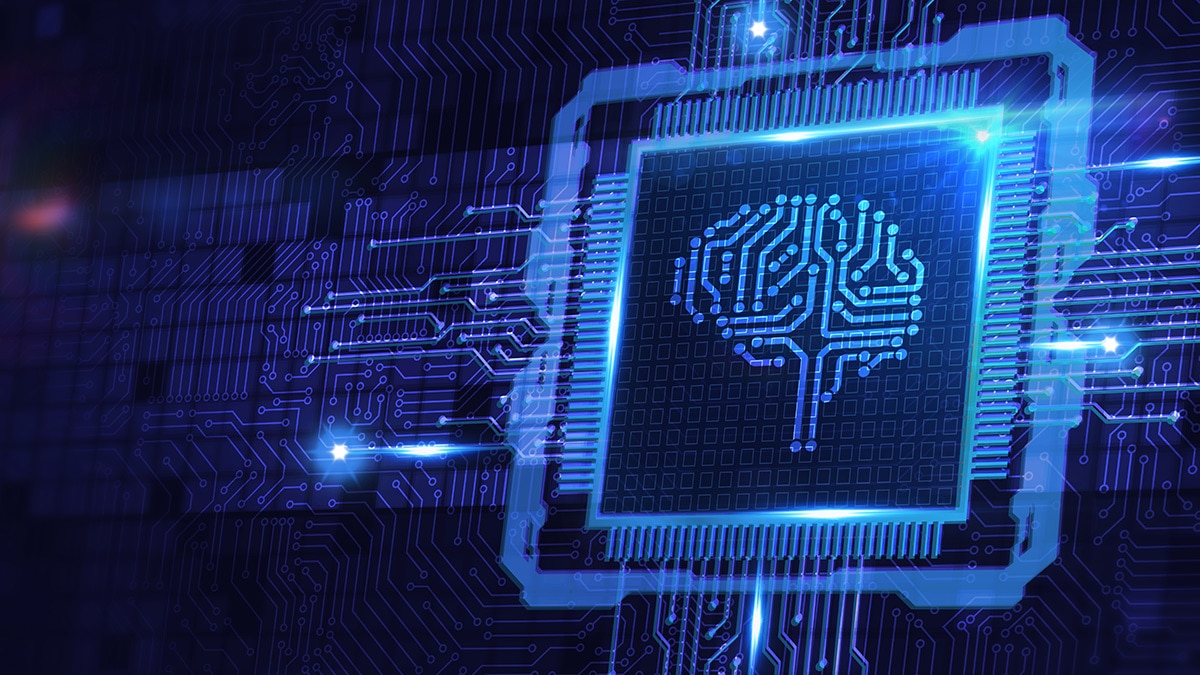 Artificial intelligence (AI), machine learning and modern computer technologies concepts. Business, Technology, Internet and network concept. 