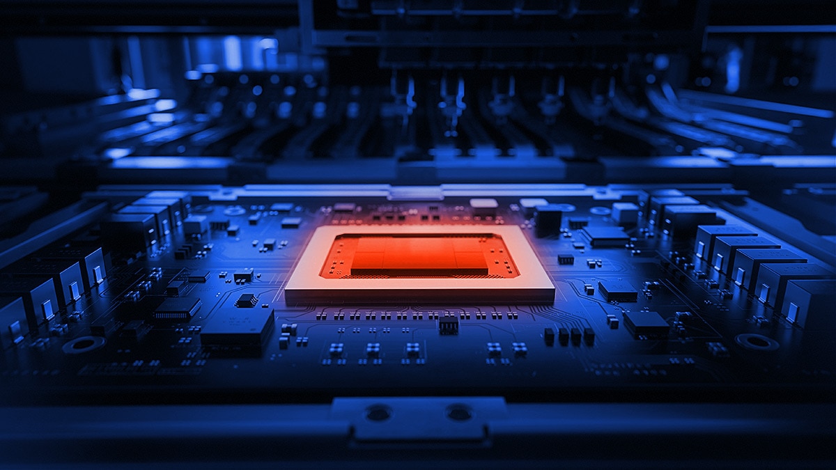 Shot of Generic Printed Circuit board with Microchips