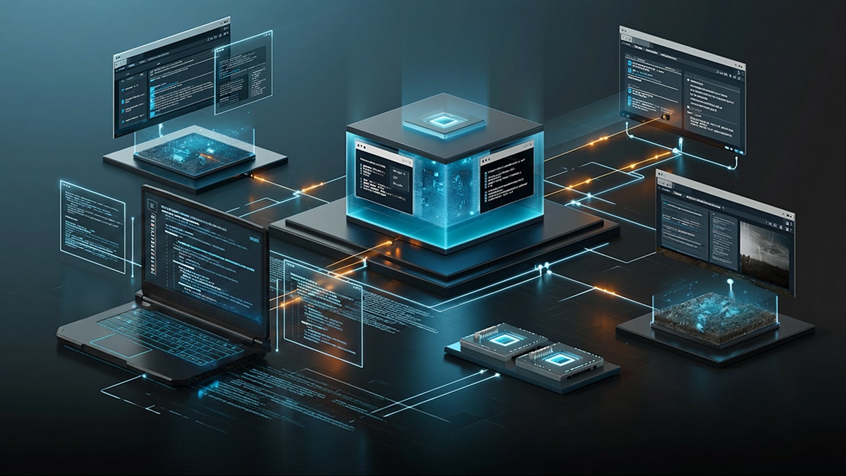 Digital AI system interacting with multiple tools and environments