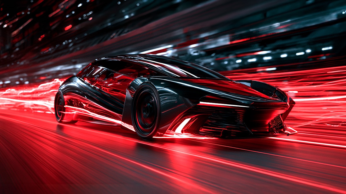 AMD FidelityFX Super Resolution (FSR) branding artwork depicting upscaled game visuals