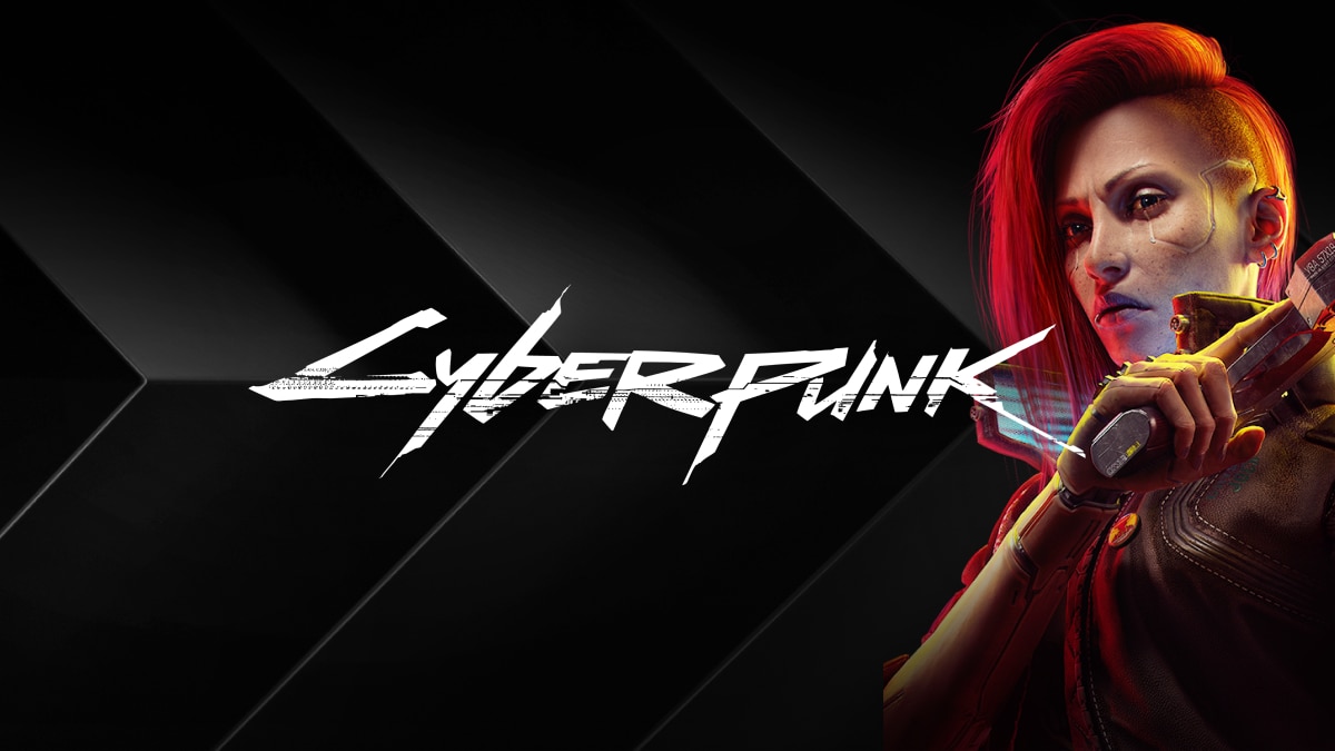 Cyberpunk logo with female game character