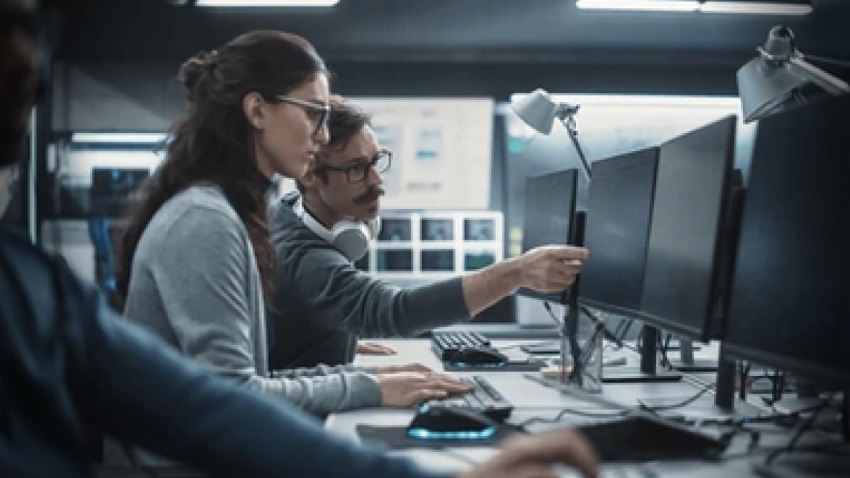 people looking at computer monitors