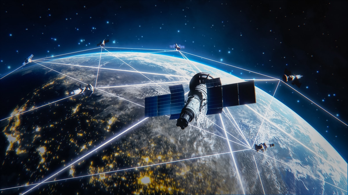 satellite communicating in space satellite communicating in space