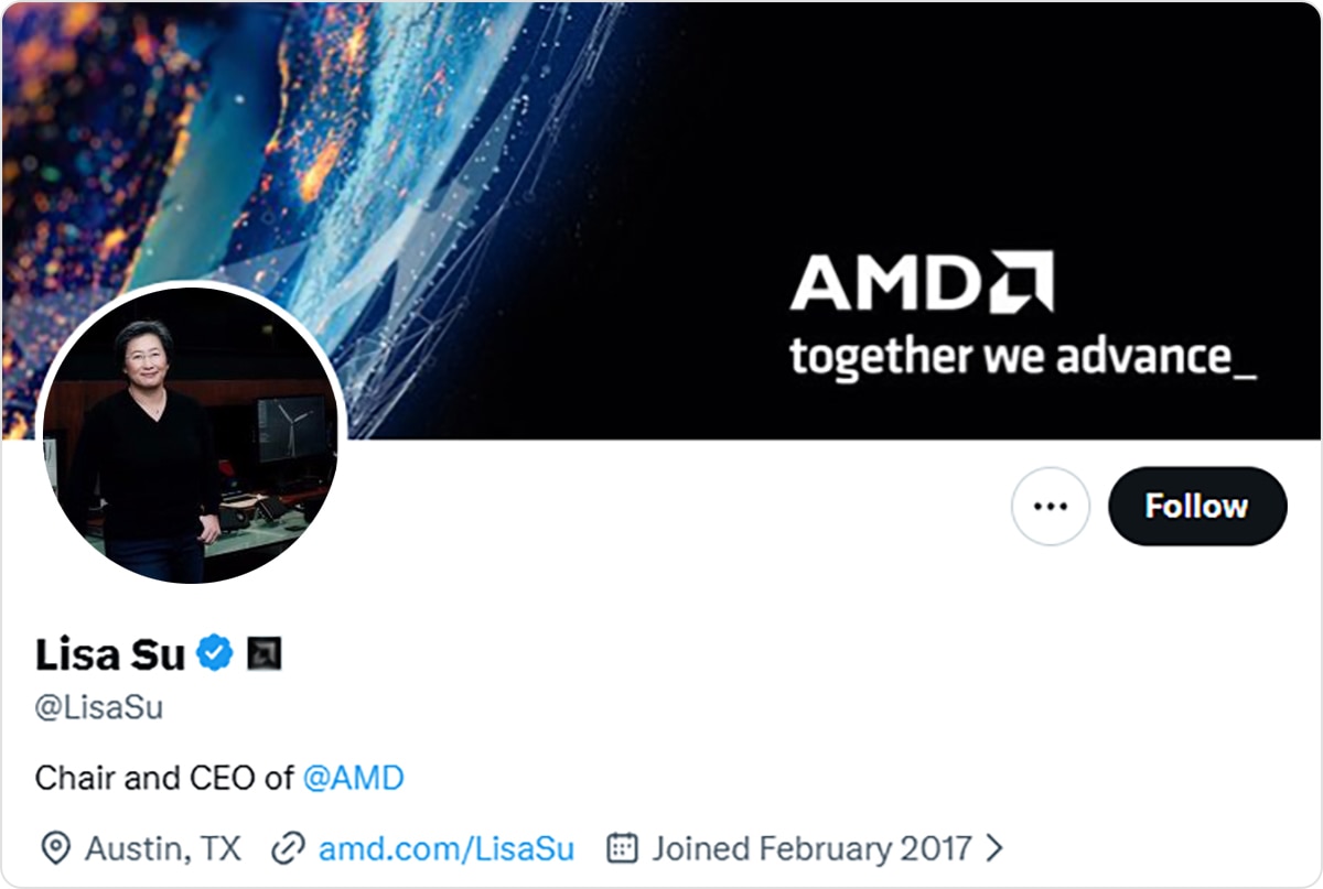 Follow Lisa Su on X