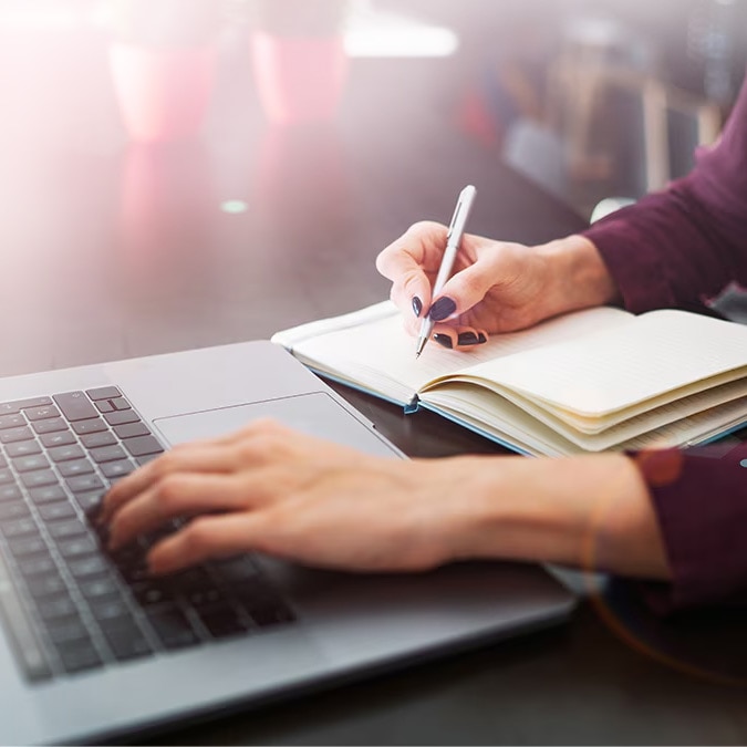 woman using laptop