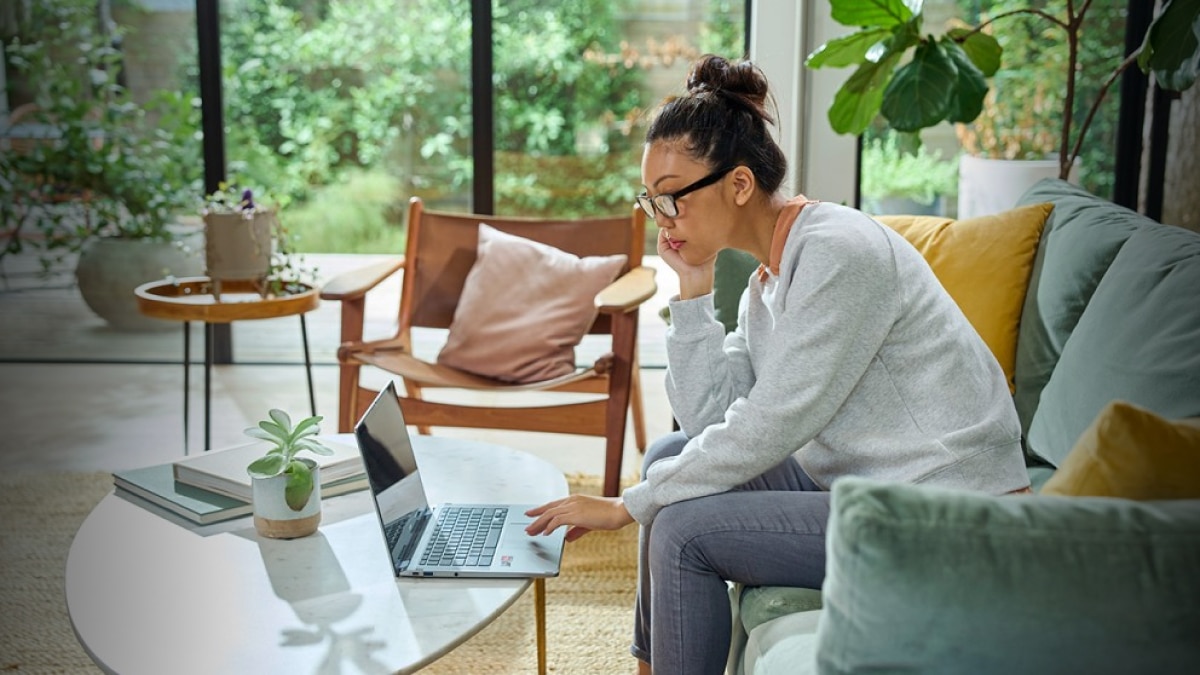 woman using a laptop