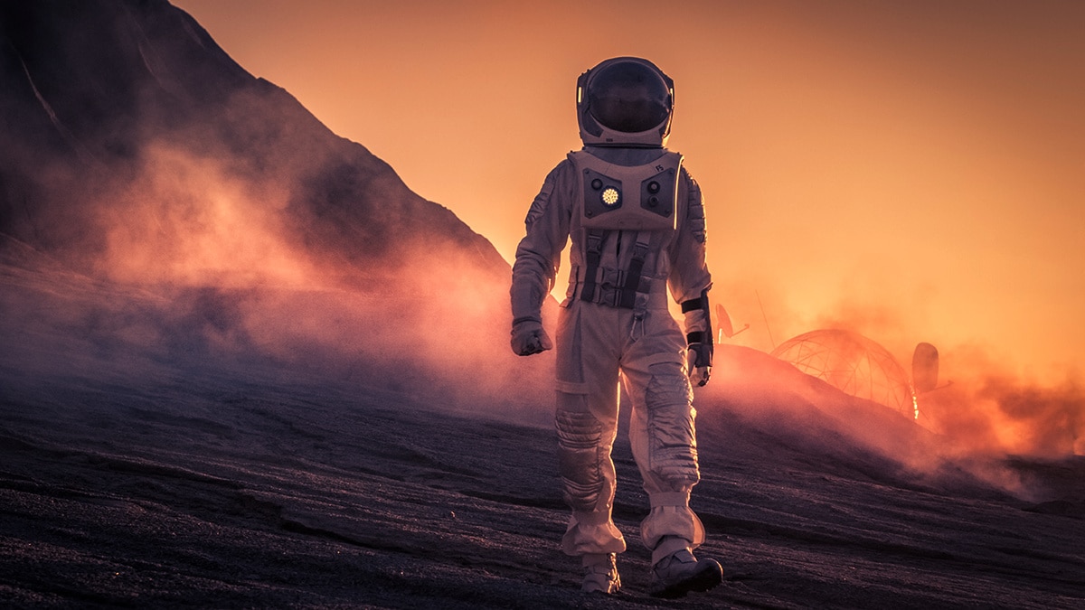 Astronaut on dusty planet