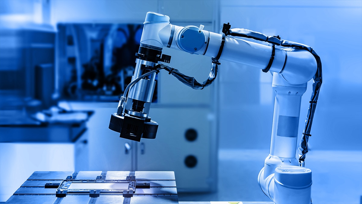 Industrial lab with automatic vision sensor machine