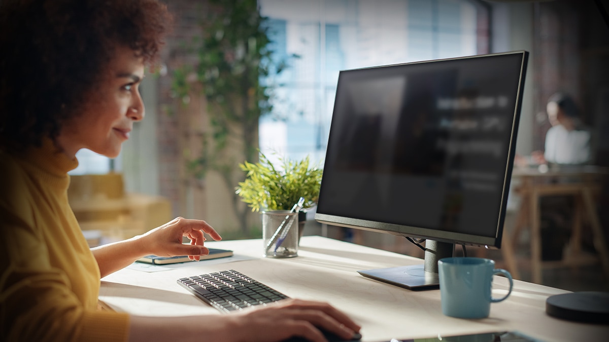 woman watching computer training