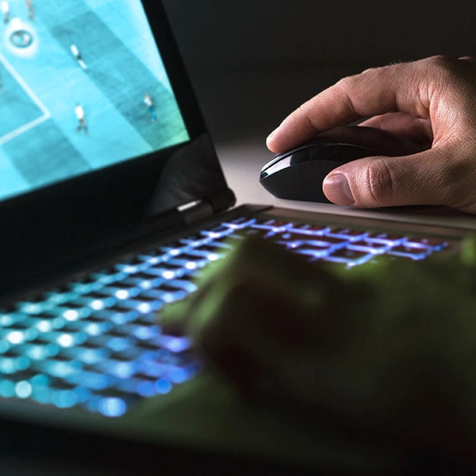 Person playing a video game