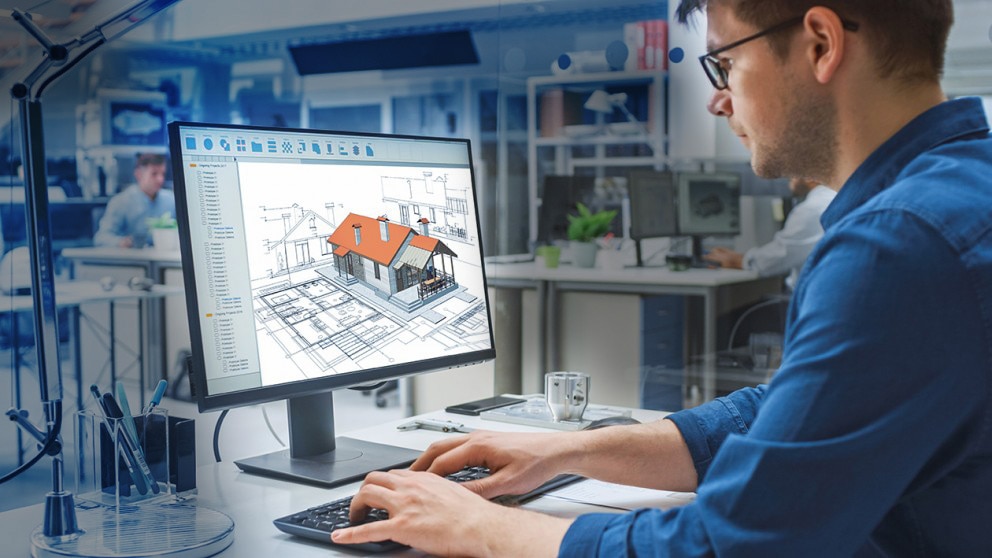 Architect working at computer