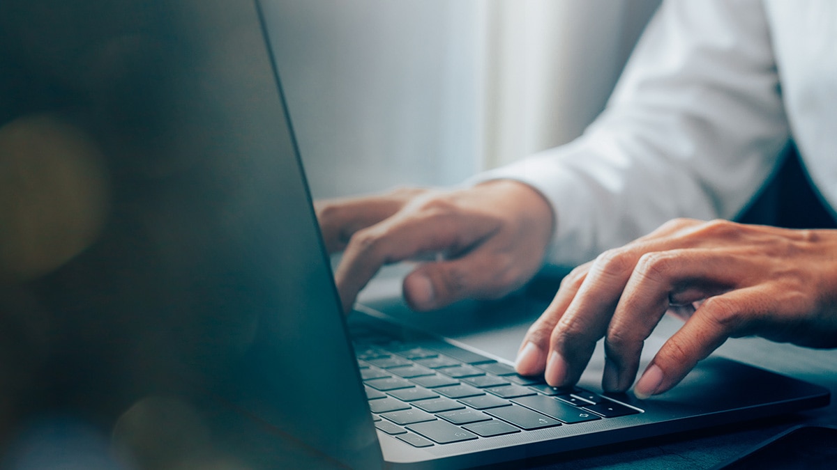 man using laptop