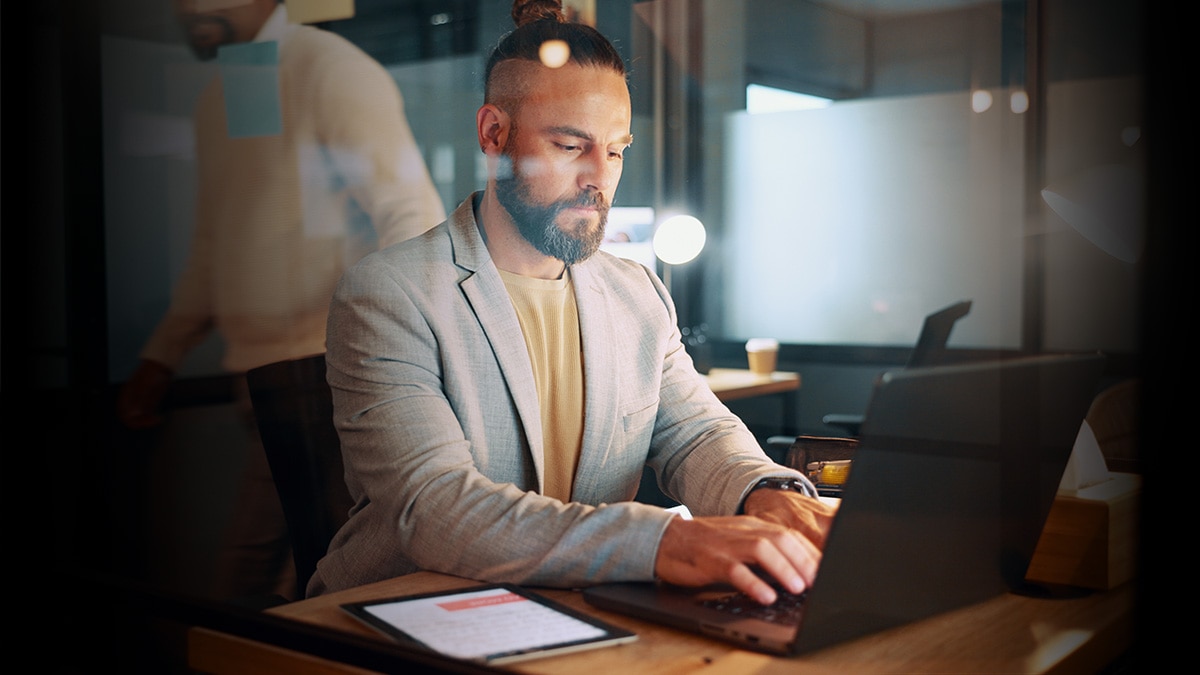 Man working on a laptop