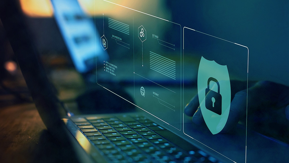 internet security concept, firewall and data protection