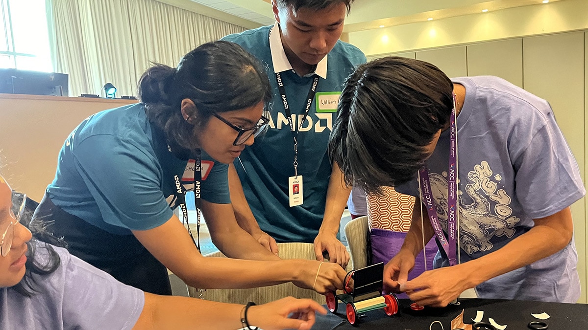 Students at an AMD STEM event