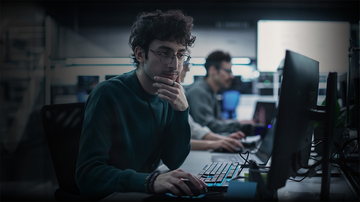Man working at a computer
