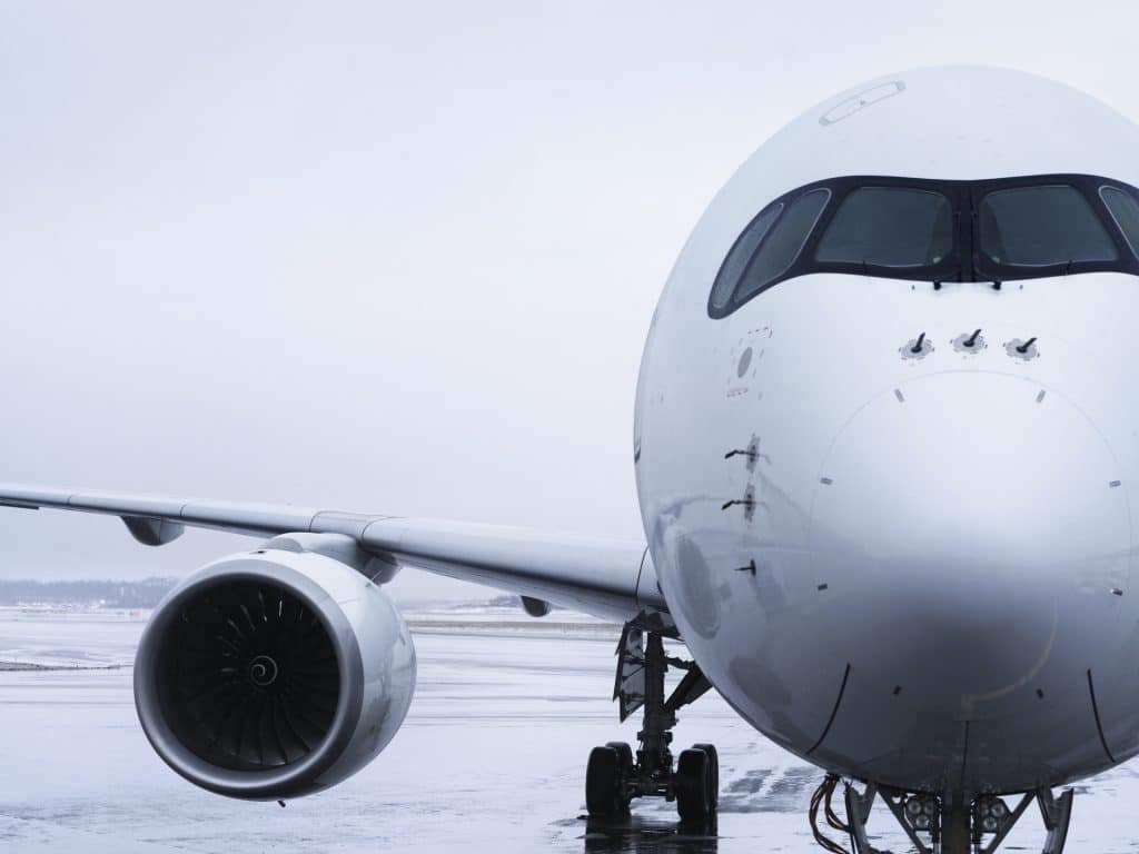 Airplane on icy runway Airplane on icy runway