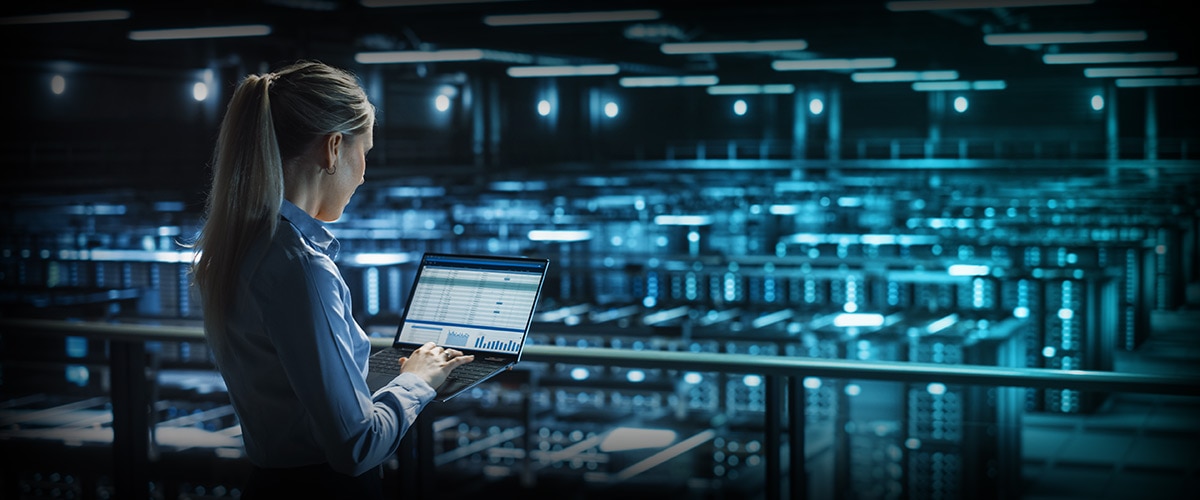 woman in data center woman in data center