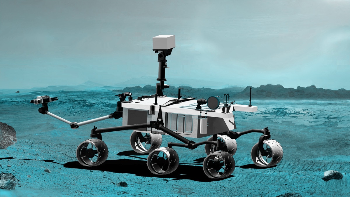 Lunar rover explores the moon's surface