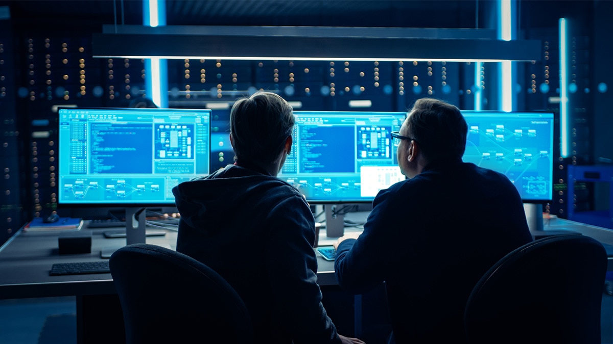 IT professionals working in a datacenter