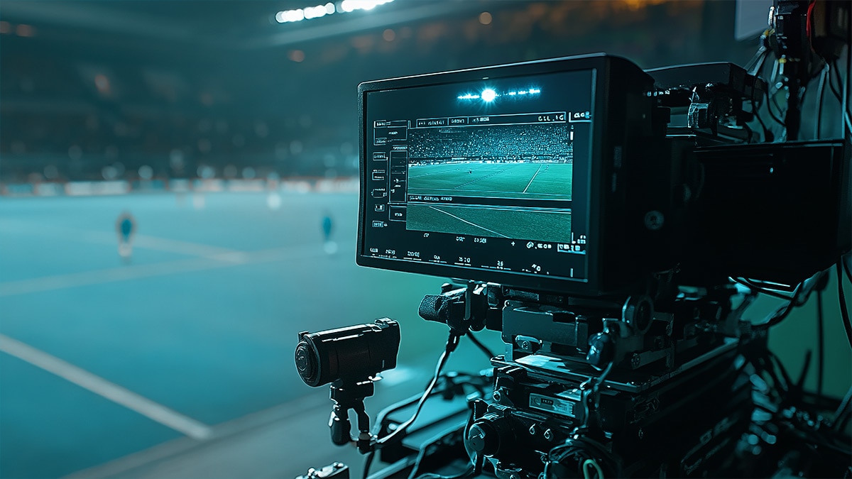 An advanced camera system capturing a football match
