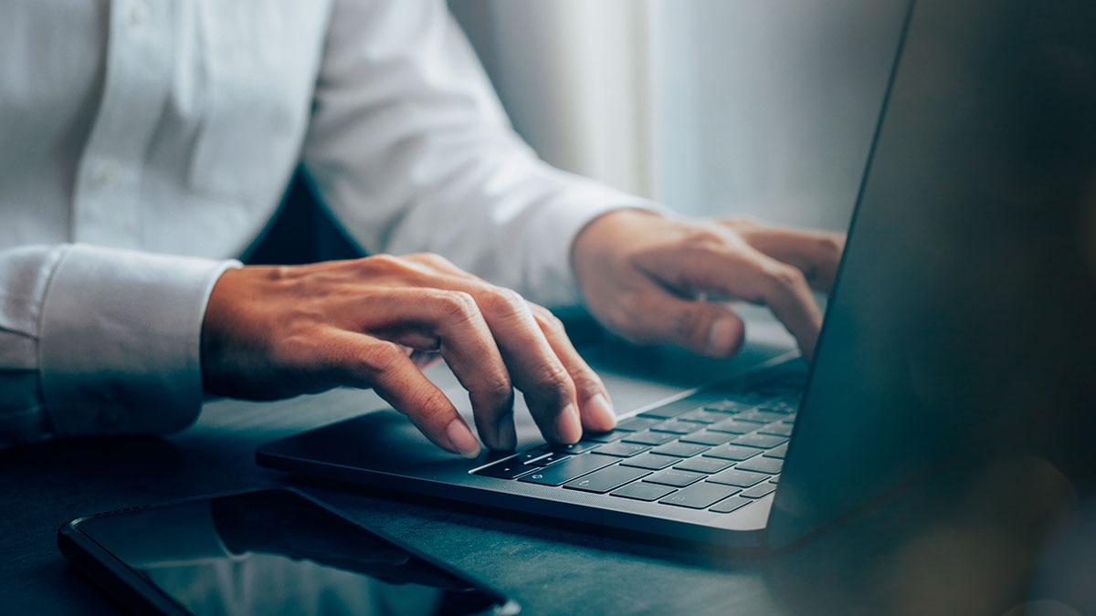 Businessman working on a laptop