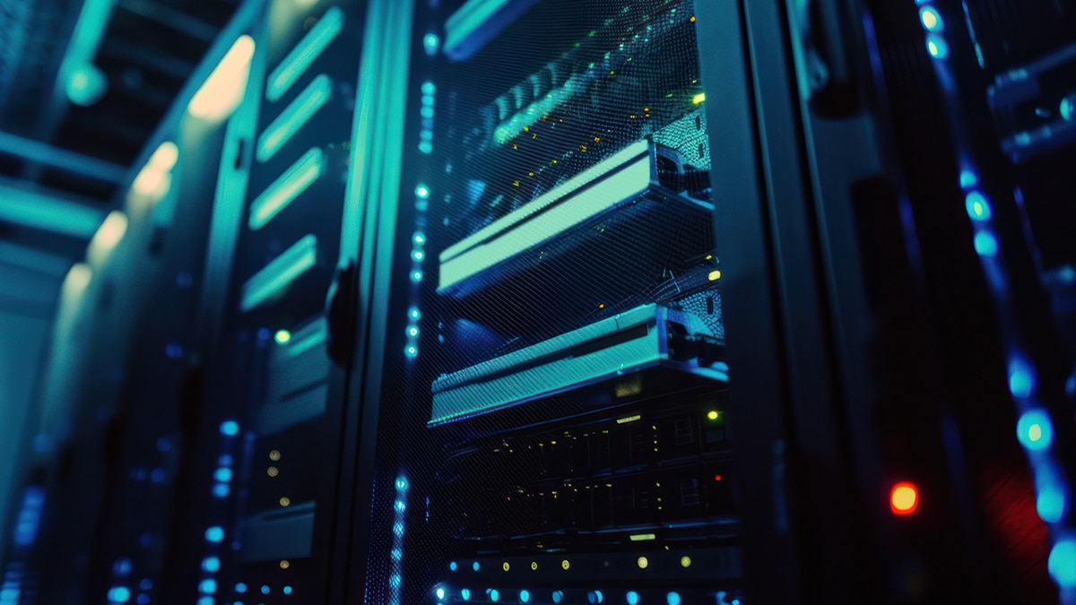 Data center with racks of servers