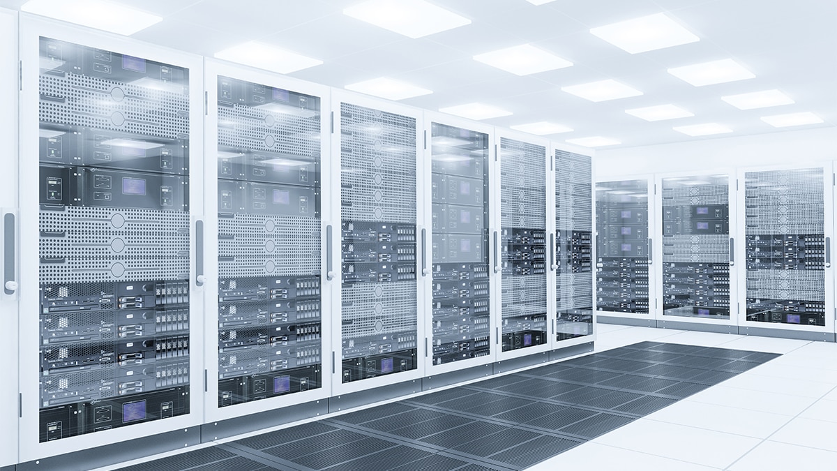 3d rendering of data center server room