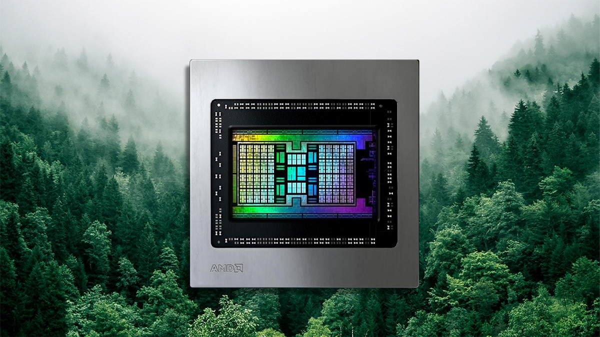 AMD EPYC processor with forest in the background